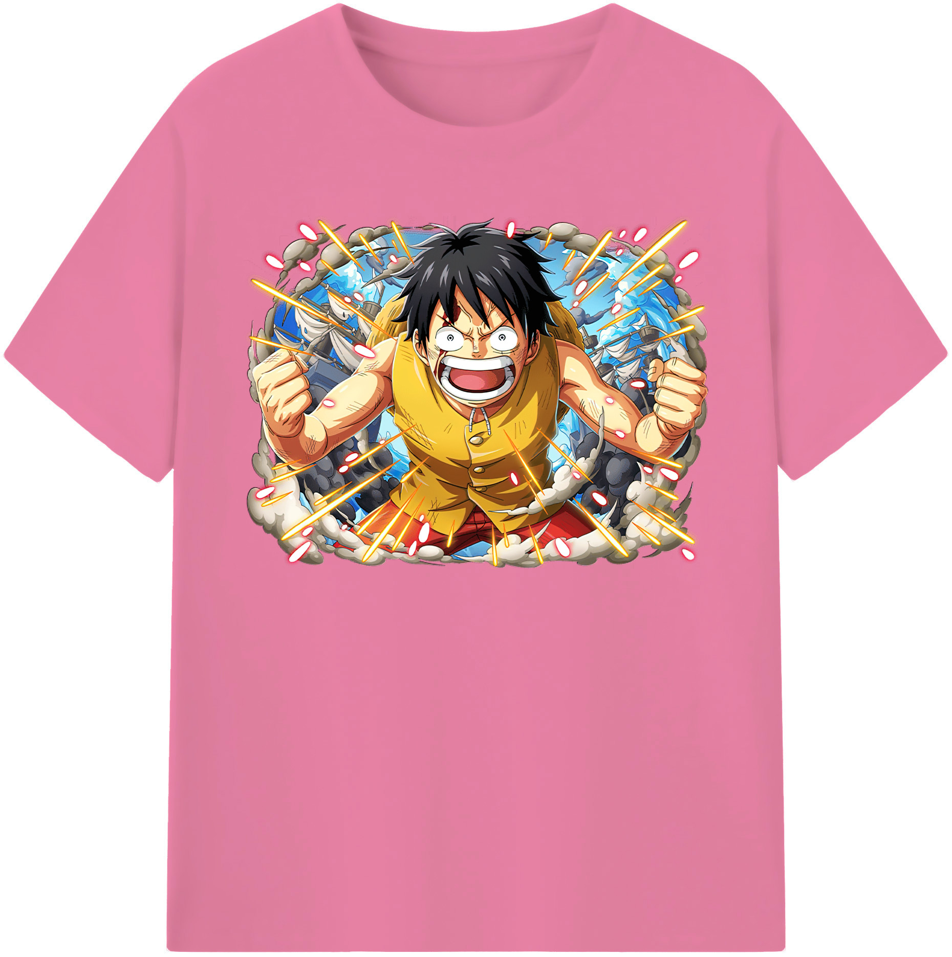 ワンピース モンキー・D・ルフィ ONE PIECE Monkey D. Luffy 綿100％半袖Tシャツ（フロントプリント）